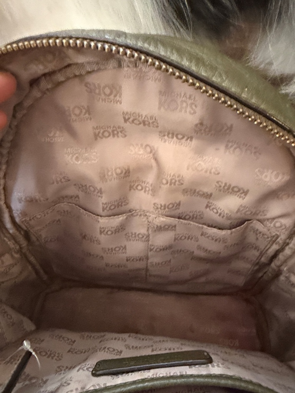 Michael Kors Olive Green Leather Studded Backpack - Picture 8 of 11